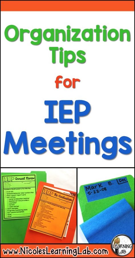 Organization Tips for IEP Meetings.  Special Education. Iep Organization, Special Education Organization, Sped Classroom, Iep Meetings, Life Skills Classroom, Co Teaching, Teaching Special Education, Sped Teacher, Upper Elementary Classroom