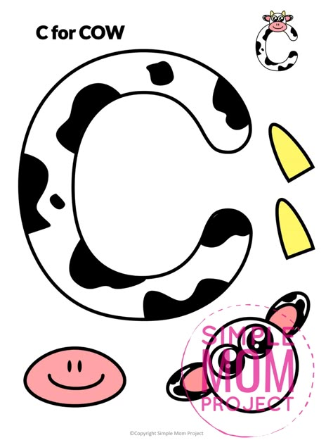 Are you looking for a fun, cute and creative way to teach the uppercase letter C? Use this fun preschool free printable cow letter C craft activity. It is an easy way to make learning simple and fun at the same time. Your kindergarten students will also love making this fun printable letter C cow craft. C For Cow Craft, C Is For Cow Craft, Letter C Activity For Preschoolers, C Is For Craft, Letter C Craft, C Craft, Letter F Craft, Letter C Activities, Letter C Crafts