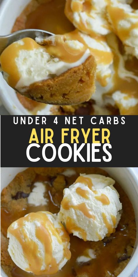 Desserts Air Fryer, Air Fryer Cookies, Diet Friendly Desserts, Single Serve Cookie, Air Fryer Recipes Low Carb, Air Fryer Recipes Snacks, Fried Dessert, Peanut Butter Snacks, Easy Keto Meal Plan