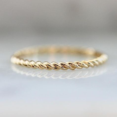 Rope Wedding Band, Midi Rings Gold, Dainty Engagement, Handmade Gold Ring, Stacked Wedding Rings, Rope Rings, Zierlicher Ring, Solid Gold Band, Stacking Bands