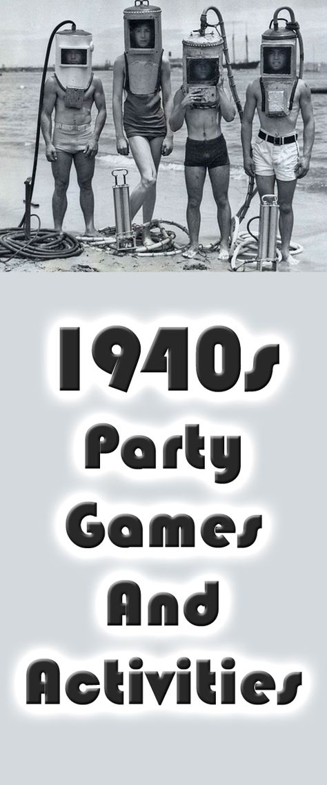 Unique and fun 1940s theme party games and activities - great for your next 1940s theme party. 1940s Birthday Party Ideas, Ve Day 1945 Party Ideas, 1940s Decorations Party, Vintage Party Games, 40s Party Theme, 1940s Birthday Party, 1940s Theme Party, 75th Birthday Ideas For Mom, 60th Birthday Party Games