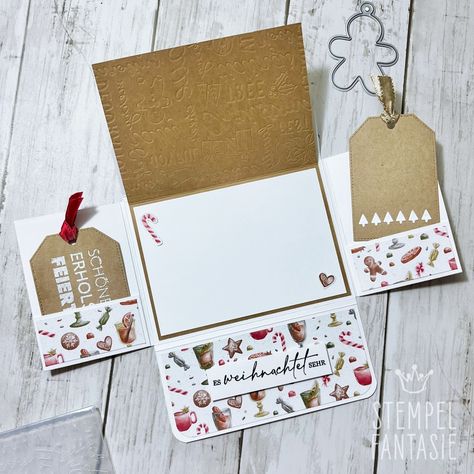 Stampin Up Weihnachten, Stampin Up Anleitung, Pocket Folder, Treat Holder, Stampin Up Christmas, 3d Paper Crafts, Fun Fold Cards, 3d Paper, Folded Cards