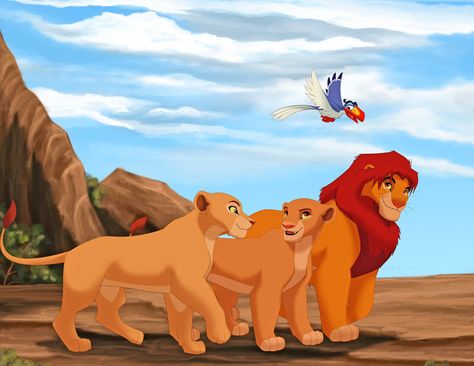 Kiara with her parents<3 Lion King Simba's Pride, Lion King 1 1/2, Kiara And Kovu, Lion King 3, Lion King Pictures, Lion King Fan Art, Lion King 2, Ghost Of You, Il Re Leone