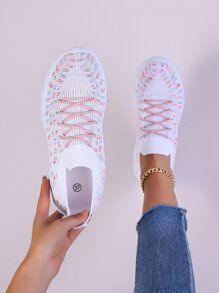 Lace-up Front Running Shoes | SHEIN USA Tassel Shoes, Comfortable Walking Shoes, Shoes Outfit Fashion, Sporty Casual, Walking Shoes Women, White Shoes, Womens Running Shoes, Cute Shoes, Nice Shoes