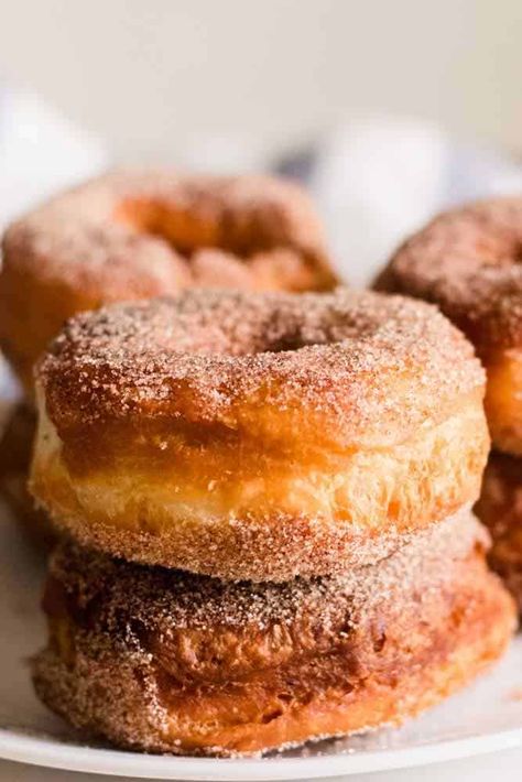 Egg Free Donuts, Donuts Fried, Best Oil For Frying, Sugar Donuts Recipe, Biscuit Donuts, Cast Iron Skillet Cooking, Donut Toppings, Fried Donuts, Cinnamon Sugar Donuts