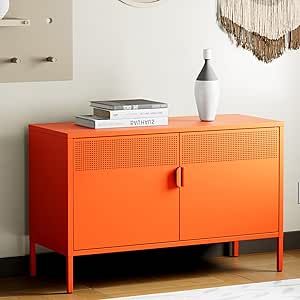 Washsemba 2 Door Metal Accent Cabinet,Orange Metal Storage Cabinet with Adjustable Shelf,2-Tier Office Cabinet,Multipurpose Metal Locker Storage Cabinet for Office Home (Orange) Orange Storage, Cabinet For Office, Metal Storage Cabinet, Door Metal, Office Cabinet, Metal Storage Cabinets, Metal Lockers, Metal Cabinet, Metal Storage