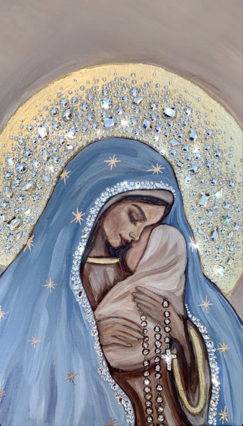 Mexican Catholic Art, Catholic Wallpaper, Virgin Mary Art, ملصق ديني, Mexican Culture Art, Catholic Decor, Beautiful Painting, Mexican Culture, Catholic Art