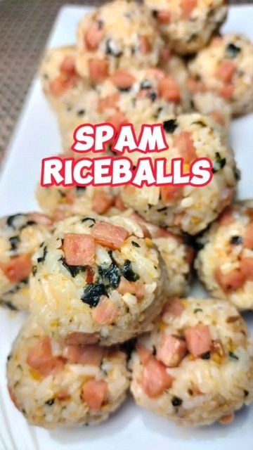 Spam Bibimbap, Korean Spam Musubi, Spam Rolls Sushi, Spam Rice Balls Recipe, Onigiri Recipe Spam, Spam Musubi Rice Balls, Spam Musubi Balls, Spam Onigiri Recipe, Spam Snacks