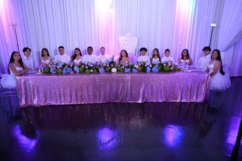 Court Table Quinceanera, Quince Court Table, Quince Court, Butterfly Quince, Paris In Spring, Royal Table, Quince Ideas, Royal Court, Butterfly Theme