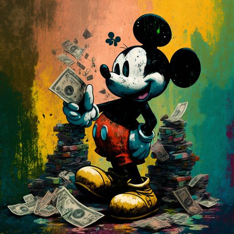 Mickey Mouse Money, Mouse Wall, Saved Tattoo, Mickey Mouse Art, Dark Disney, Etsy Marketing, Swag Cartoon, Graphic Tshirt Design, Wall Art Collection