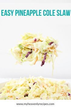 Have you tried pineapple cole slaw? With this recipe, you will have an easy pineapple cole slaw recipe that tastes amazing. Perfect for get-togethers and picnics, or just a side dish for dinner. #MyHeavenlyRecipes #coleslaw #picnic Pineapple Coleslaw Recipe, Side Dish For Dinner, Pineapple Coleslaw, Coleslaw Recipe Easy, Slaw Dressing, Coleslaw Salad, Cabbage Salad Recipes, Coleslaw Dressing, Slaw Recipe