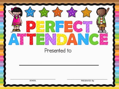 Classroom Freebies Too: Perfect Attendance Award Attendance Incentives, Perfect Attendance Award, Perfect Attendance Certificate, Attendance Certificate, Preschool Certificates, Classroom Awards, Perfect Attendance, Free Certificate Templates, Award Template