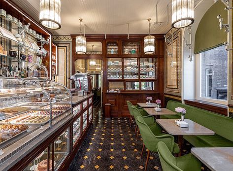 Prada's Marchesi 1824 Bakery Arrives In London | Londonist Marchesi 1824, London Coffee Shop, Coffee And Pastries, Patisserie Shop, London Mayfair, Cosy Room, London Food, Bakery Shop, Pastry Shop