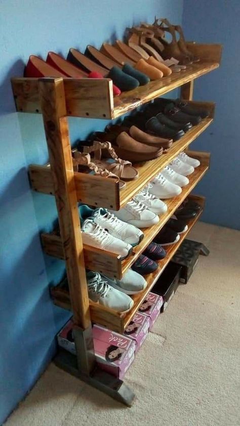 Rak Sepatu Diy, Wall Shoe Storage, Shoe Rack For Home, Wooden Shoe Rack, Antlers Decor, Wood Shoe Rack, Diy Shoe Rack, Wooden Shoe Racks, Amazing Woodworking