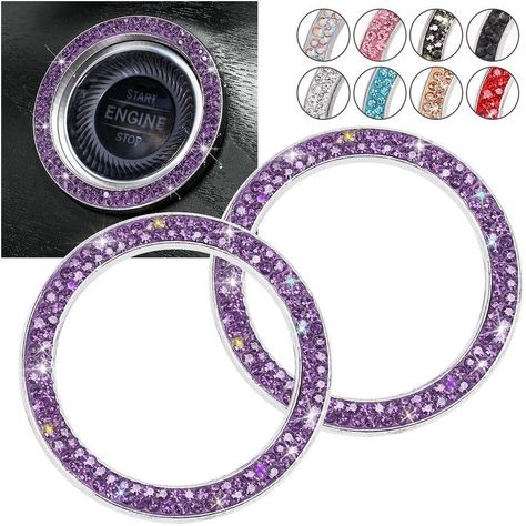 ToBeQueen Purple Car Bling Ring, Diamond Rhinestone Push Start Emblem Sticker, Interior Crystal Car Decor,Bling Car Accessories(Purple) Purple Names, Pink Car Accessories, Bling Car, Bling Car Accessories, Girly Car Accessories, Purple Car, Cool Car Accessories, Bling Ring, Girly Car