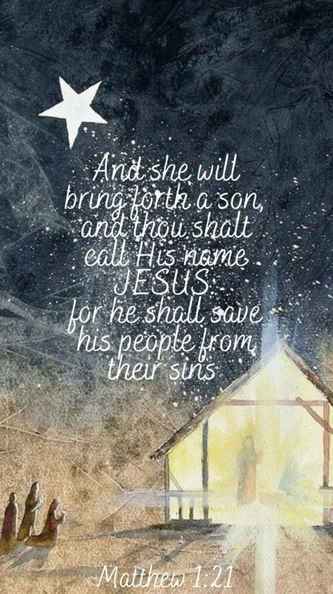 Christian Christmas Quotes, Christmas Iphone Wallpaper, Matthew 1 21, 5 Solas, Christmas Verses, Woord Van God, Christmas Scripture, Christmas Bible Verses, Christmas Bible