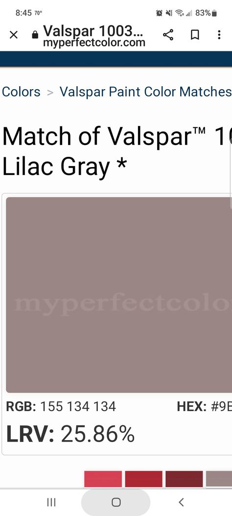 Lilac Grey Paint, Valspar Paint Colors, Valspar Paint, Lilac Grey, Grey Paint, Grey Paint Colors, House Color, Painting Trim, Matching Paint Colors