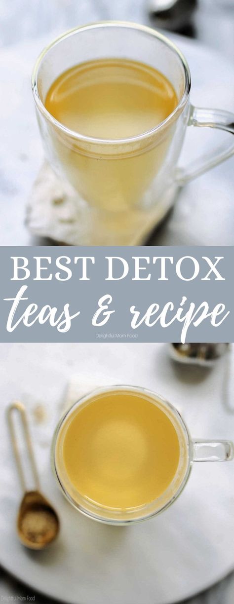 Top 10 BEST detox teas to drink and a recipe for detox tea to make homemade. Contains dandelion, milk thistle (liver support), lemon and a priority blend to support the body's natural detoxification process. #detox #drinks #drink #tea #detoxteas #detoxtea #best #recipe #livercleanse #bodycleanse #weightloss | Recipe at Delightful Mom Food Teas To Drink, Detox Tea Recipe, Kidney Detox, Homemade Detox, Homemade Tea, Liver Support, Best Detox, Healthy Liver, Ayurvedic Herbs