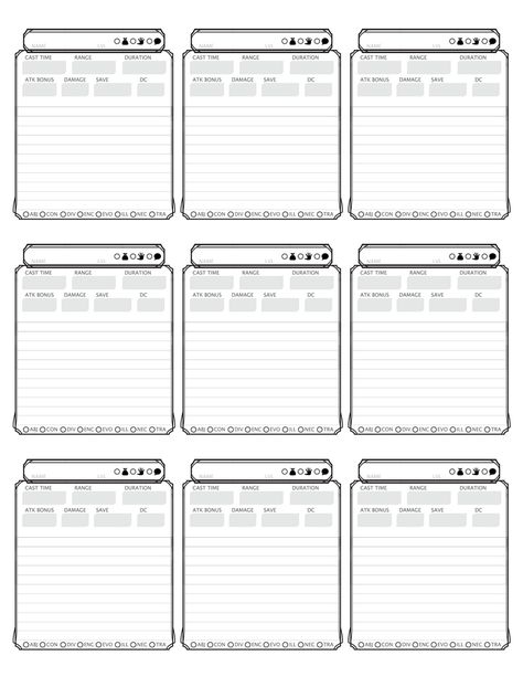 Dnd Binder Organization, D&d Printables, D&d Spell Cards, Dnd Spell Sheet, Dm Binder, Dnd 5e Spell Cards, Dnd Cards, 5e Spell Cards, Dnd Spell Cards