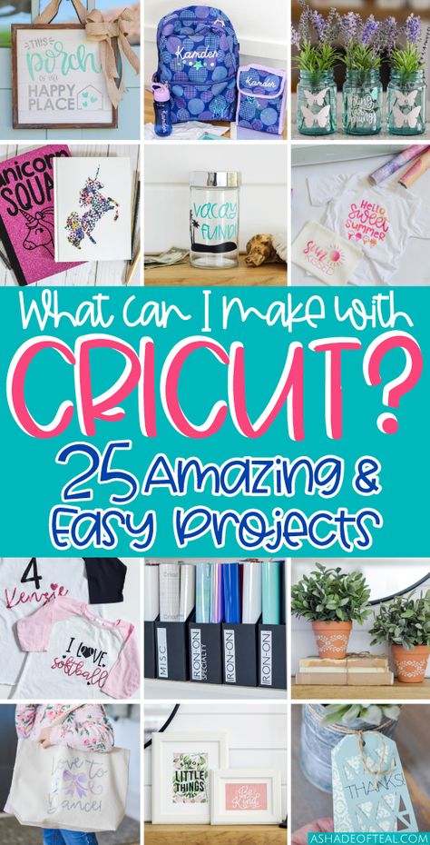 What can I make with Cricut? 25 Amazing & Easy Projects! Cricut Sister Gifts, Diy Cricut Joy Projects, How To Make Tshirts With Cricut Maker, Cricut Projects Beginner Ideas Free, Things To Make With Cricut Explore Air 2, Cruit Maker Projects, Cricut Mom Projects, Simple Cricut Projects For Beginners, What Can You Make With A Cricut