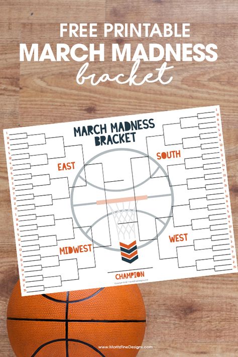 NCAA basketball tournament bracket | March Madness | free printable | free printable tourney bracket |  tournament bracket for kids via @moritzdesigns March Madness Bracket Ideas, March Madness Party Games, March Madness Work Ideas, March Madness Math Ideas, March Madness Party Ideas, March Madness Bulletin Board, March Maddness, March Madness Activities, March Madness Books