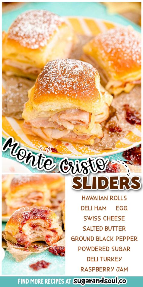 Hawaiian Roll Monte Cristo Sliders, Easy Dinner Sliders Hawaiian Rolls, Monte Cristina Sliders, Easy Dinner Recipes With Ham, Ham Poppyseed Sliders Hawaiian Rolls, Kings Hawaiian Recipe Ideas, Monte Christo Sliders, Hawaiian Sweet Rolls Recipe Meals, Hawaiian Rolls Ideas