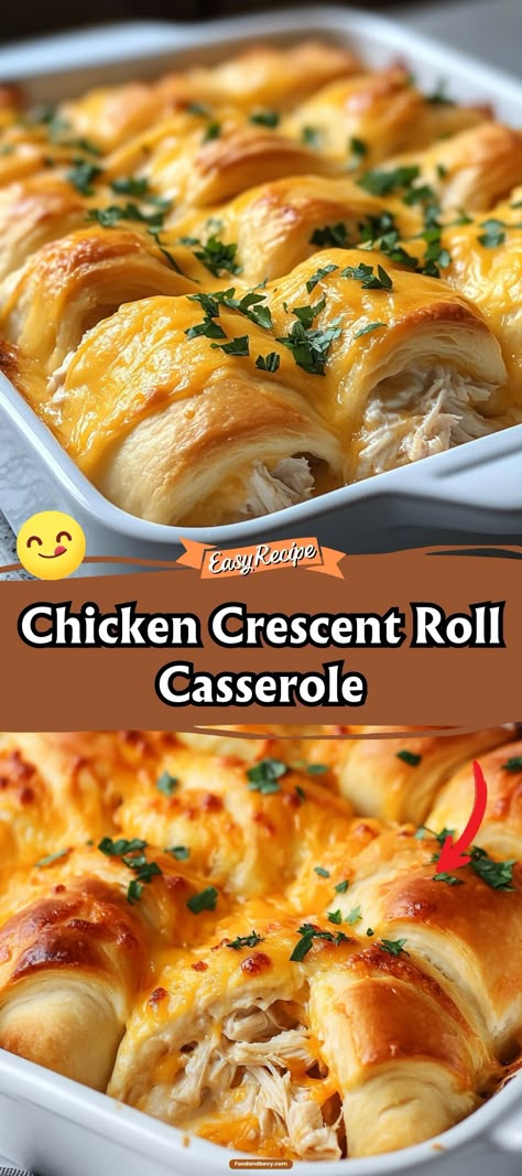 Experience the delight of Chicken Crescent Roll Casserole, where flaky crescent rolls meet a creamy chicken filling. This casserole is topped with cheese and baked until golden, offering a comforting and satisfying dish that’s sure to gather compliments from everyone at the table. #ChickenCasserole #CrescentRolls #ComfortFood