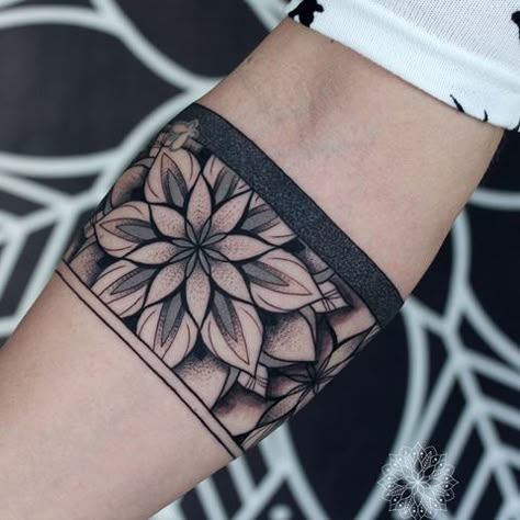 Peony Band Tattoo, Lower Leg Mandala Tattoos Women, Black Cuff Tattoo, Lotus Arm Band Tattoo, Forearm Cuff Tattoo Women, Calf Band Tattoos For Women, Elbow Band Tattoo, Wrist Band Tattoo Men Design, Braslet Tattoo