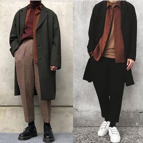 2,257 Likes, 87 Comments - STREETWEAR (@fashionfuckery) on Instagram: “Left or right? ” Darkacademiaoutfit Men, Elegante Casual, Androgynous Fashion, Streetwear Men Outfits, Mode Inspo, Mode Vintage, Mens Street Style, Streetwear Fashion, Aesthetic Clothes