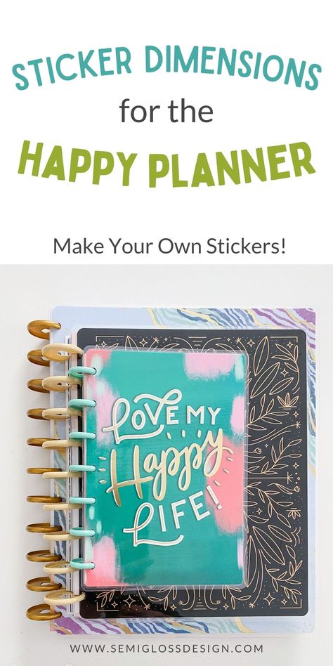 Get the updated sizes for the Happy Planner boxes. Your planner sticker will be the perfect size with these dimensions. #plannerstickers Happy Planner Printables, Happy Planner Cover, Happy Planner Stickers, Mini Happy Planner, For Stickers, Sticker Template, Planner Supplies, Make Your Own Stickers, Planner Layout