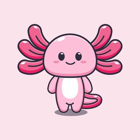 Lindo ajolote mascota dibujos animados v... | Premium Vector #Freepik #vector #kawaii-animales #dibujos-animados #logo-animado #kawaii Kawaii Axolotl Drawing, Axolotl Character, Axolotl Cartoon, Axolotl Drawing, Cute Pictures To Draw, Donut Cartoon, Kawaii Axolotl, Axolotl Cute, Cute Axolotl