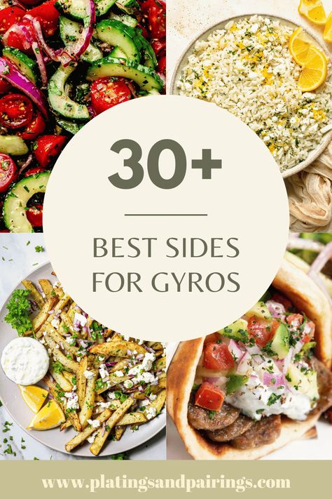 Pita Side Dishes, Side Dishes For Mediterranean Food, Greek For A Crowd, Chicken Gyro Side Dish, Schwarma Side Dish, What To Serve With Gyros Dinners, Chicken Gyros Side Dish, Gyro Dinner Sides, Greek Side Dishes Easy