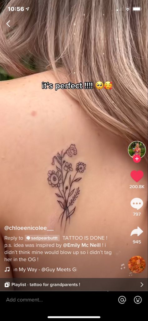 Grandparent Flower Tattoo, Grandparents Flower Tattoo, Grandparent Tattoo Ideas, Tattoo Grandparents, Grandparents Tattoo, Dainty Tattoos, Friend Tattoos, Minimalist Tattoo, Piercing Tattoo