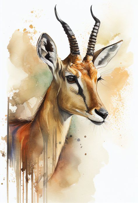 Water Colour Animals, Bongo Antelope, Wildlife Watercolor, Animal Print Art, Watercolour Animals, Life Artwork, Watercolor Paintings Of Animals, Animal Watercolor, Watercolor Paintings Nature