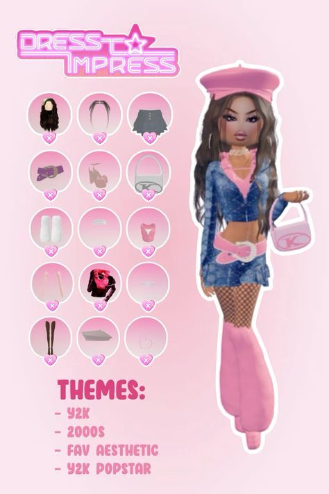 2000 Dti Outfit Idea, 2000 Dress To Impress Outfit, Theme In Dress To Impress, Aesthetic Dti Outfit, Dress To Impress Roblox Y2k, Dress To Impress Ideas Roblox Game, K Pop Dress To Impress Outfit, Dress To Impress Theme Roblox Avatar, 2000s Dti Outfit