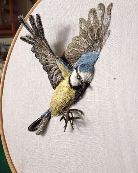 Embroidery Inspiration- – Sarah J Perry – Needle Work Stumpwork Embroidery, Stump Work, Embroidered Bird, Pola Sulam, Bird Embroidery, Brazilian Embroidery, Thread Painting, 자수 디자인, Hand Embroidery Art