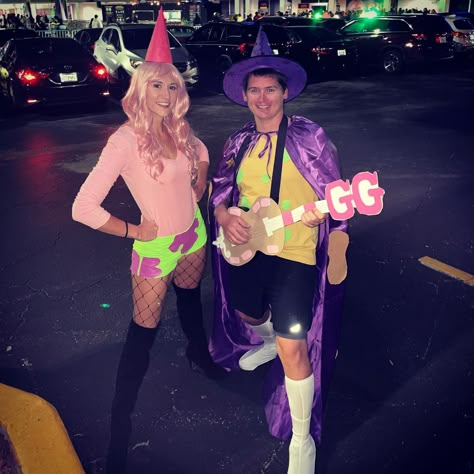 Lesbian Couple Halloween Costumes Ideas, Mike And Celia Costume, Goofy Goober Costume, Couple Costume Ideas Unique Diy, Nonbinary Halloween Costumes, Rave Halloween Costumes Couples, Spongebob Couple Costume, Gay Couple Costumes, Gay Couple Halloween Costumes