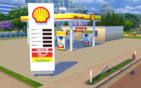 Sims 4 Gas Station, The Sims 2 Cc, Sims 2 Cc, Shell Gas Station, Sims 4 Cc Download, Gas Pump, The Sims 2, Petrol Station, Sims 4 Cc