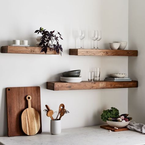 Floating Shelves: Reclaimed Solid Pine Floating Wall Shelves Shelves In Apartment, Reclaimed Wood Floating Shelves, Modern Wall Shelf, Metal Wall Shelves, Regal Design, Modern Bookcase, Wood Floating Shelves, Floating Wall Shelves, Reclaimed Pine