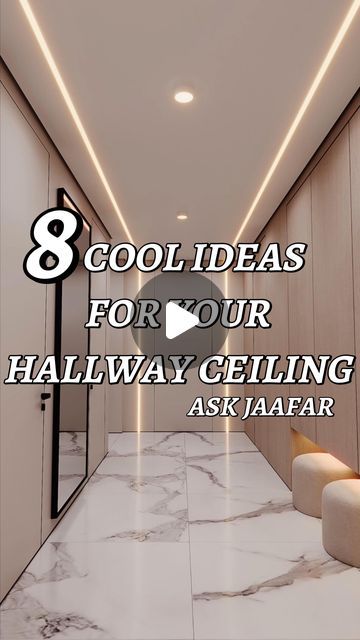 Jaafar Daher on Instagram: "8 cool ideas for your hallway ceiling!  #Interiordesign #architecture #askjaafar #askmeanything #questiondesigner" Stepped Ceiling Design, Long Hall Ceiling Design, Hall Lighting Ideas Ceilings, Hallway Ceiling Ideas, High Ceiling Hallway, Hallway Ceiling Design, Hallway Lighting Ideas Ceilings, Entrance Ceiling, Entry Hallway Ideas