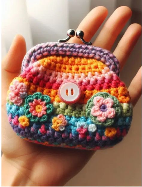 Crochet Coin Purse Pattern, Crochet Change Purse, Coin Purse Crochet Pattern, Crochet Mens Scarf, Purse Patterns Free, Crochet Colorful, Crochet Baby Bibs, Coin Purse Pattern, Crochet Coin Purse