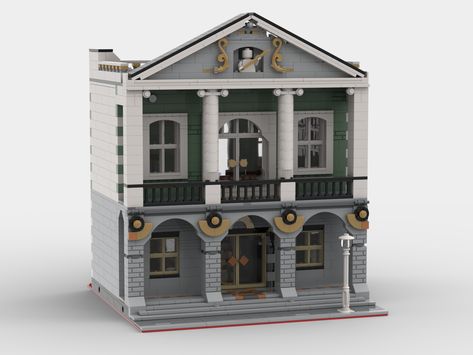 Town Hall Bloxburg, Small Lego City, Minecraft City Hall, Minecraft Town Hall, Town Entrance, Halloween Lego, Lego Winter Village, Bloxburg Town, Lego Winter