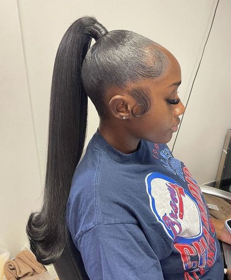 Slicked Up Ponytail, Ponytail Baddie Hairstyles, Ponytale Hairstyles For Black Women, Barbie Ponytail, Sleek Ponytail Hairstyles, Black Ponytail Hairstyles, Birthday Hairstyles, Braided Cornrow Hairstyles, Cute Box Braids Hairstyles