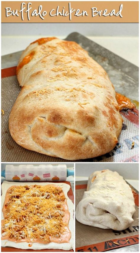 Buffalo Chicken Bread is easy to make at home & better than take-out! | Persnickety Plates Buffalo Chicken Bread, Buffalo Chicken Calzone, Garbage Bread, Buffalo Chicken Rolls, Persnickety Plates, Chicken Bread, Spicy Buffalo Chicken, Stromboli Recipe, Buffalo Chicken Recipes