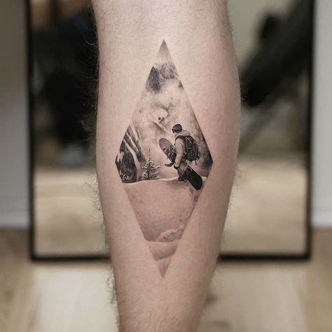 Kurt Tattoo, Snowboard Tattoo, Snowboarding Tattoo, Skiing Tattoo, Vienna Tattoo, Nature Tattoo Ideas, Winter Tattoo, Stunning Tattoos, Idea Tattoo