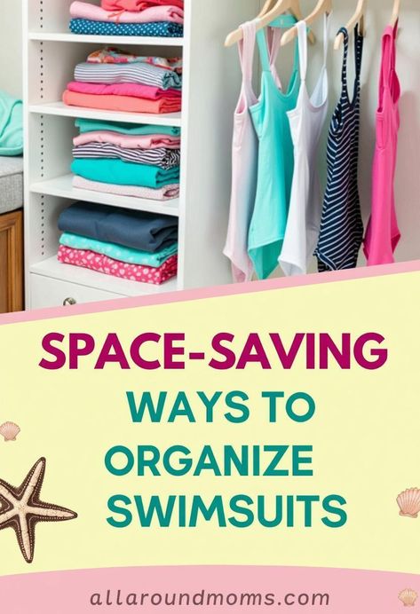 Organizing swimsuits efficiently can transform a cluttered closet into a well-ordered space. By implementing smart storage solutions, you can maximize your closet's potential and extend the life of your swimwear. From hanging organizers to drawer dividers, there are several space-saving techniques that can help keep your swimsuits neatly arranged and easily accessible. Discover how to optimize your storage and simplify your beach-day preparations. Organize Swimsuits Ideas, Bathing Suit Organization Storage Ideas, Bathing Suit Storage Ideas, Swimsuit Storage Ideas, Swimsuit Organization, Suit Storage, Stackable Plastic Storage Bins, Efficient Packing, Closet Hacks