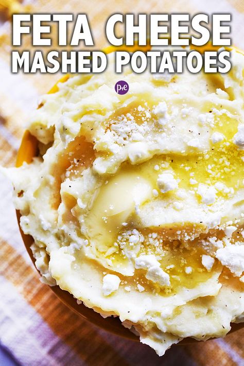 Feta Mashed Potatoes, Cheese Mashed Potatoes Recipe, Freezing Mashed Potatoes, Mashed Potato Recipe, Perfect Baked Potato, Cheese Mashed Potatoes, Mash Potatoes, Mashed Potatoes Recipe, Scalloped Potatoes Cheesy