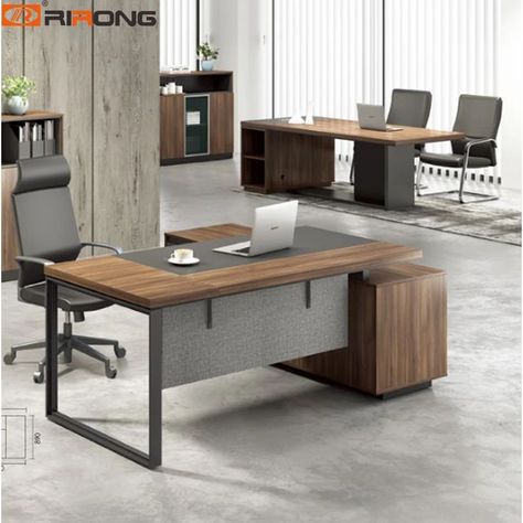 200cm Wood L-shaped Standard Personal Office Furniture Executive Director Office Grey Metal Table Desk Set Office Table Design Modern, Office Decoration Ideas, Architect Office Interior, Modern Office Interior, Executive Table, Luxury Office Furniture, Best Home Office, Office Desk Designs, Modern Home Offices