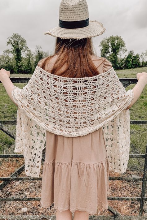 Crochet Summer Wrap, Crochet Summer Shawl, Rectangle Shawl Pattern, Cotton Crochet Patterns, Rectangle Shawls, Spring Shawl, Crochet Prayer Shawls, Crochet Triangle Scarf, Boho Shawl