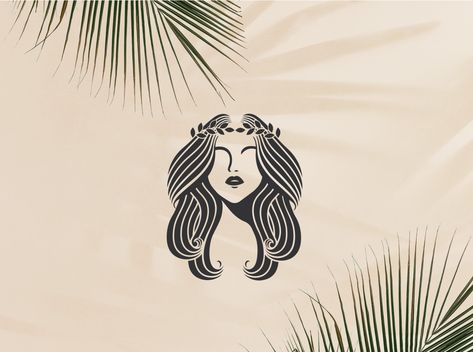 Goddess Logo Ideas, Goddess Logo Design, Aphrodite Logo, Lady Logo Design, Beauty Logo Design Ideas, Hairstyle Logo, Athena Logo, Goddess Logo, Feminine Logo Inspiration